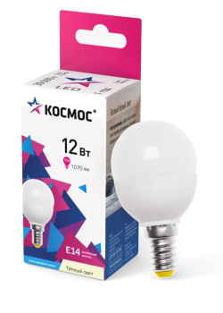 Лампа светодиодная GL45 12Вт 3000К E14 1070лм 174-265В КОСМОС LkeLED12wGL45E1430