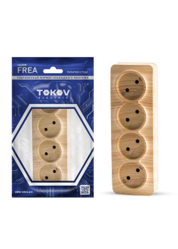 Розетка 4-м ОП Frea 16А IP20 250В без заземл. АБС-пластик сосна TOKOV ELECTRIC TKE-FR-R4-C25