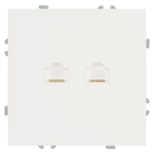 Розетка компьютерная 2-местная RJ-45 (механизм), STEKKER,  серия Эмили, RST00-5111-01, белый фарфор, soft touch