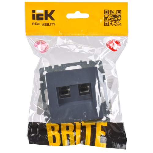 BRITE Розетка двойная RJ11+RJ45 кат.5E РК/Т12-БрМ маренго IEK BRITE Розетка двойная RJ11+RJ45 кат.5E РК/Т12-БрМ маренго IEK