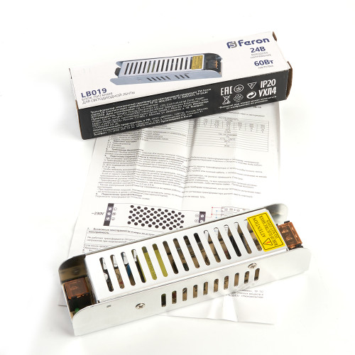 Трансформатор электронный для светодиодной ленты 60W 24V (драйвер), LB019 Трансформатор электронный для светодиодной ленты 60W 24V (драйвер), LB019