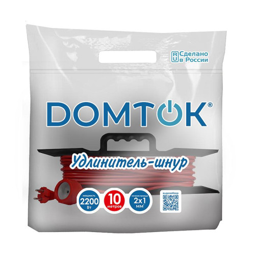 Удлинитель-шнур на рамке 1х10м без заземл. 10А IP20 2.2кВт ПВС 2х1 DOMTOK 2473 Удлинитель-шнур на рамке 1х10м без заземл. 10А IP20 2.2кВт ПВС 2х1 DOMTOK 2473
