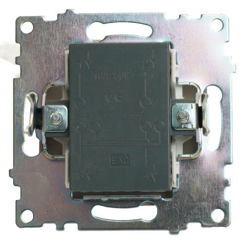 Переключатель перекрестный 1-клавишный (механизм), STEKKER GLS10-7110-04, 250V, 10А, серия Катрин, шоколад Переключатель перекрестный 1-клавишный (механизм), STEKKER GLS10-7110-04, 250V, 10А, серия Катрин, шоколад