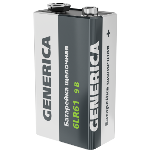 Батарейка щелочая Alkaline 6LR61 9V (1шт/блистер) GENERICA Батарейка щелочая Alkaline 6LR61 9V (1шт/блистер) GENERICA