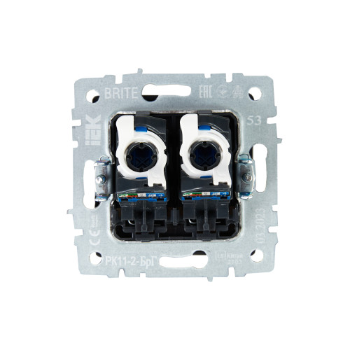 BRITE Розетка компьютерная двойная RJ45 кат.6 РК11-2-БрГ графит IEK BRITE Розетка компьютерная двойная RJ45 кат.6 РК11-2-БрГ графит IEK