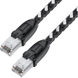 GCR PRO Патч-корд PROF прямой 3.0m, UTP медь кат.6А, STRONG черно-белый в оплетке текстиль, ethernet high speed 10 Гбит/с, T568B
