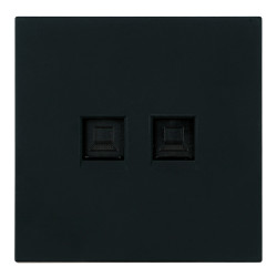 Розетка компьютерная 2-местная RJ-45 (механизм), STEKKER,  серия Мия, RST00-3111-05, черный бархат