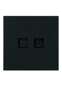 Розетка компьютерная 2-местная RJ-45 (механизм), STEKKER,  серия Мия, RST00-3111-05, черный бархат
