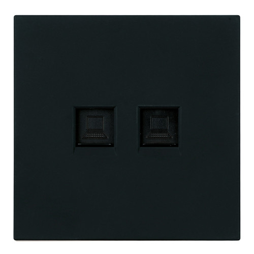 Розетка компьютерная 2-местная RJ-45 (механизм), STEKKER,  серия Мия, RST00-3111-05, черный бархат