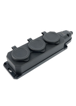 Розетка переносная 3-местная c/з STEKKER,RST16-3-44, 250В, 16А, IP44, черный