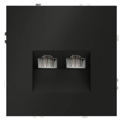 Розетка компьютерная 2-м СП S70 RJ45 + RJ45 кат.6 механизм черн. матов. Voltum VLS060208