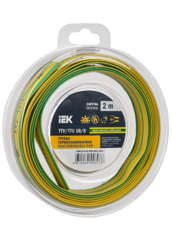 Трубка термоусадочная ТТУ нг-LS 10/5 желто-зеленая (2м/упак) IEK