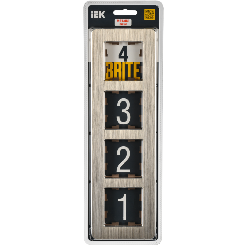 BRITE Рамка 4-местная РУ-4-1-Бр металл шампань RE AL IEK BRITE Рамка 4-местная РУ-4-1-Бр металл шампань RE AL IEK