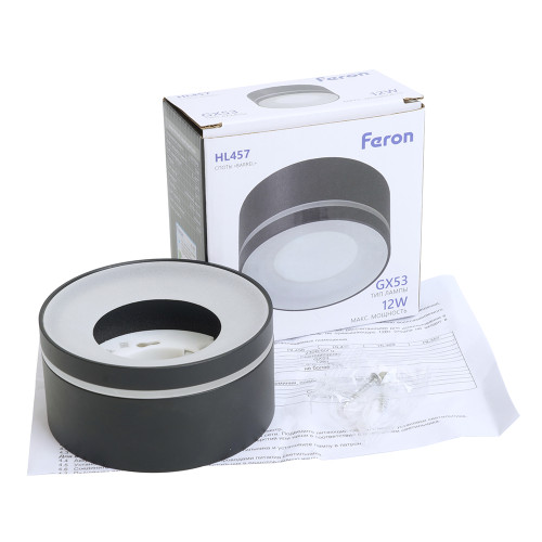 Светильник потолочный Feron HL457 12W, 230V, GX53, черный Светильник потолочный Feron HL457 12W, 230V, GX53, черный