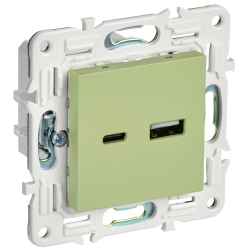 SKANDY Розетка USB A+C 18Вт SK-R13G мятный IEK