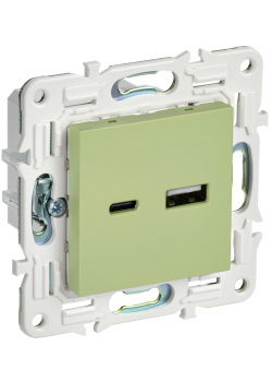 SKANDY Розетка USB A+C 18Вт SK-R13G мятный IEK