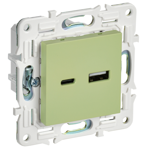 SKANDY Розетка USB A+C 18Вт SK-R13G мятный IEK