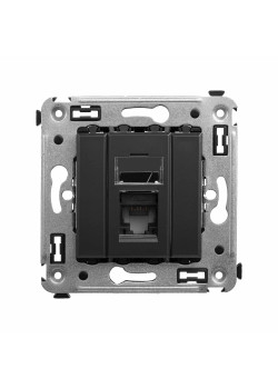 Компьютерная розетка RJ-45 в стену, кат.6 одинарная, Avanti, черный матовый