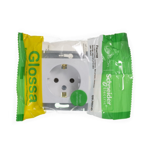 GLOSSA РОЗЕТКА с заземлением без шторок, 16А, механизм, БЕЛЫЙ GLOSSA РОЗЕТКА с заземлением без шторок, 16А, механизм, БЕЛЫЙ