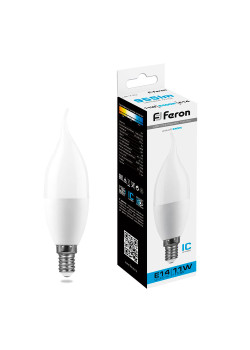 Лампа светодиодная Feron LB-770 Свеча на ветру E14 11W 175-265V 6400K
