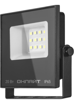 Прожектор светодиодный 90 844 OFL-03-20-6.5K-BL-IP65-LED 20Вт 6500К IP65 1600лм черн. ОНЛАЙТ 90844