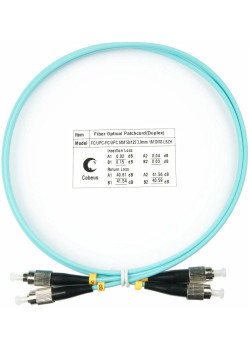 Патч-корд Cabeus FOP-50-FC-FC-1M 2x50/125 OM3 FC дуплекс-FC дуплекс 1м LSZH бирюзовый