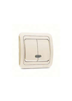 Выключатель 2-кл. СП Mimoza 10А IP20 с подсветкой крем./крем. Makel 25023