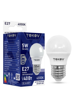 Лампа светодиодная 5Вт G45 4000К Е27 176-264В TOKOV ELECTRIC TKE-G45-E27-5-4K
