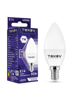 Лампа светодиодная 7Вт С37 4000К Е14 176-264В TOKOV ELECTRIC TKE-C37-E14-7-4K