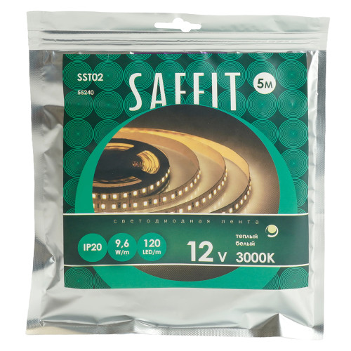 Лента светодиодная SST02 SAFFIT 120SMD(2835)/м 9.6Вт/м 12V 5000*8*1.22мм 3000К, IP20 Лента светодиодная SST02 SAFFIT 120SMD(2835)/м 9.6Вт/м 12V 5000*8*1.22мм 3000К, IP20