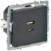 BRITE Розетка USB A+C 45Вт высокоскоростная зарядка РЮ11-2-БрГ графит IEK BRITE Розетка USB A+C 45Вт высокоскоростная зарядка РЮ11-2-БрГ графит IEK