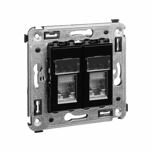 Компьютерная розетка RJ-45 в стену, кат.5e двойная экранированная, Avanti, черный квадрат Компьютерная розетка RJ-45 в стену, кат.5e двойная экранированная, Avanti, черный квадрат