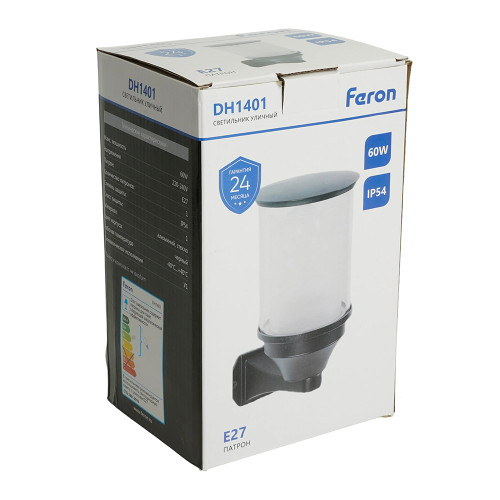 Светильник садово-парковый Feron DH1401, на стену вверх,E27 220-240V, черный Светильник садово-парковый Feron DH1401, на стену вверх,E27 220-240V, черный
