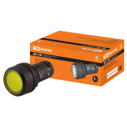 Кнопка SB7-CW3561 с возвратом, 1НО, d22 мм, с подсветкой 220 В LED, желтая, IP54 TDM