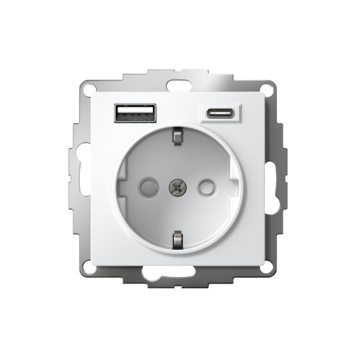 ATLASDESIGN РОЗЕТКА 16А с 2 USB A+C, 5В/2,4А/3,0А, 2х5В/1,5А, механизм, БЕЛЫЙ