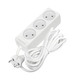 Удлинитель 3х3м без заземл. 10А IP20 2.2кВт ПВС 2х0.75 бел. DOMTOK 2371