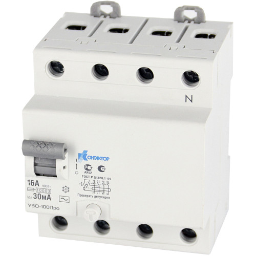 Выключатель дифференциального тока УЗО-100 4P 16A Idn-300mA тип AC КОНТАКТОР