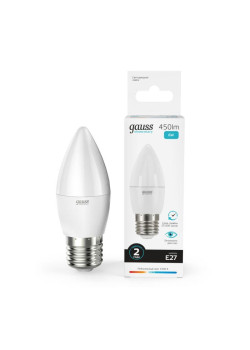Лампа светодиодная Elementary 6Вт свеча 4100К нейтр. бел. E27 450лм GAUSS 33226