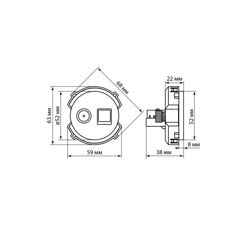 Розетка компьютерная RJ45 + TV розетка оконечная агат, Розетка компьютерная RJ45 + TV розетка оконечная агат,