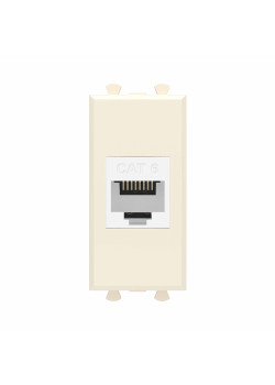 Компьютерная розетка RJ-45 без шторки модульная, кат.6, Avanti, ванильная дымка, 1 модуль