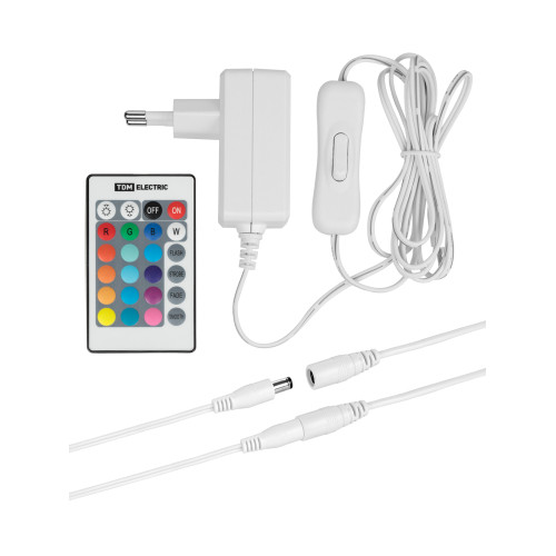 Комплект светодиодной ленты SMD5050-30 LED/м-12 В-7,2 Вт/м-IP65-RGB (1 м), 12 Вт, IR-контроллер TDM
