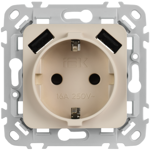 FLITE Розетка 1-местная с заземлением с защитными шторками 16А с USB A+A 3,1А безвинтовое крепление РСЮша11-1-ФлЛ льняной IEK FLITE Розетка 1-местная с заземлением с защитными шторками 16А с USB A+A 3,1А безвинтовое крепление РСЮша11-1-ФлЛ льняной IEK