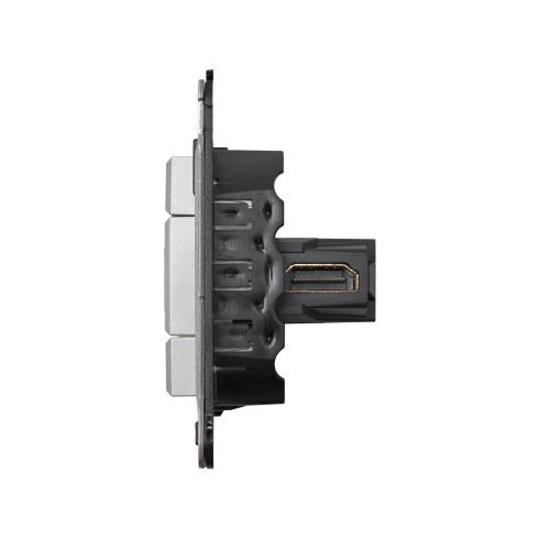 HDMI розетка одинарная в стену, тип А-А, Avanti, закаленная сталь