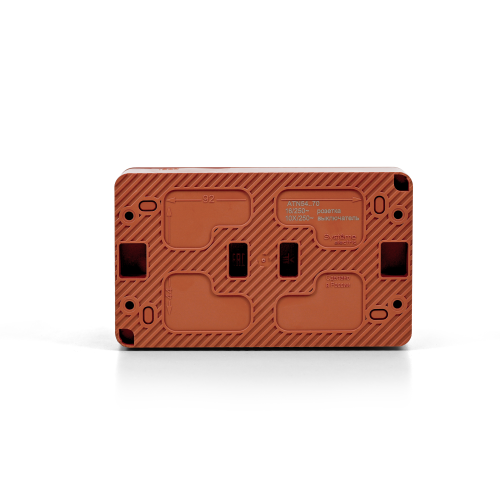 ATLASDESIGN PROFI IP54 О/У БЛОК: РОЗЕТКА с заземл. со шт., 16А, ВЫКЛЮЧАТЕЛЬ 1-клав., 10АХ, ТЕРРАКОТОВЫЙ