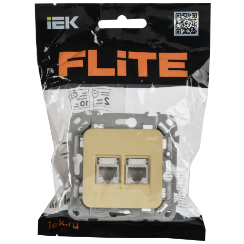FLITE Розетка 2-местная компьютерная RJ45 категория 5Е UTP РК5е-2-0-ФлН навахо IEK FLITE Розетка 2-местная компьютерная RJ45 категория 5Е UTP РК5е-2-0-ФлН навахо IEK