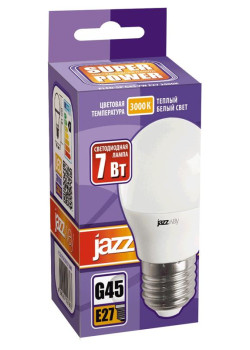 Лампа светодиодная PLED-SP 7Вт G45 шар 3000К тепл. бел. E27 540лм 230В JazzWay 1027863-2