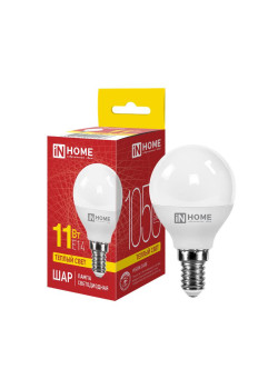 Лампа светодиодная LED-ШАР-VC 11Вт шар 3000К тепл. бел. E14 1050лм 230В IN HOME 4690612020587