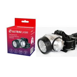 Фонарь налобный LED 5352 14LED 4 режима 3хLR03 металлик Ultraflash 10261