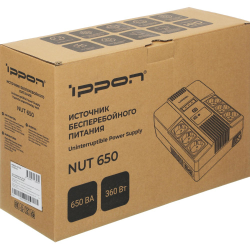 Источник бесперебойного питания Ippon NUT 650 360Вт 650ВА Источник бесперебойного питания Ippon NUT 650 360Вт 650ВА