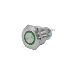 GQ22-L-11E/G/220V/S, зелёный, металл, 1C1NO1NC, цилиндр с подсветкой 220В AC/DC, d22мм, IP65, выключатель кнопочный  (ЭТ)